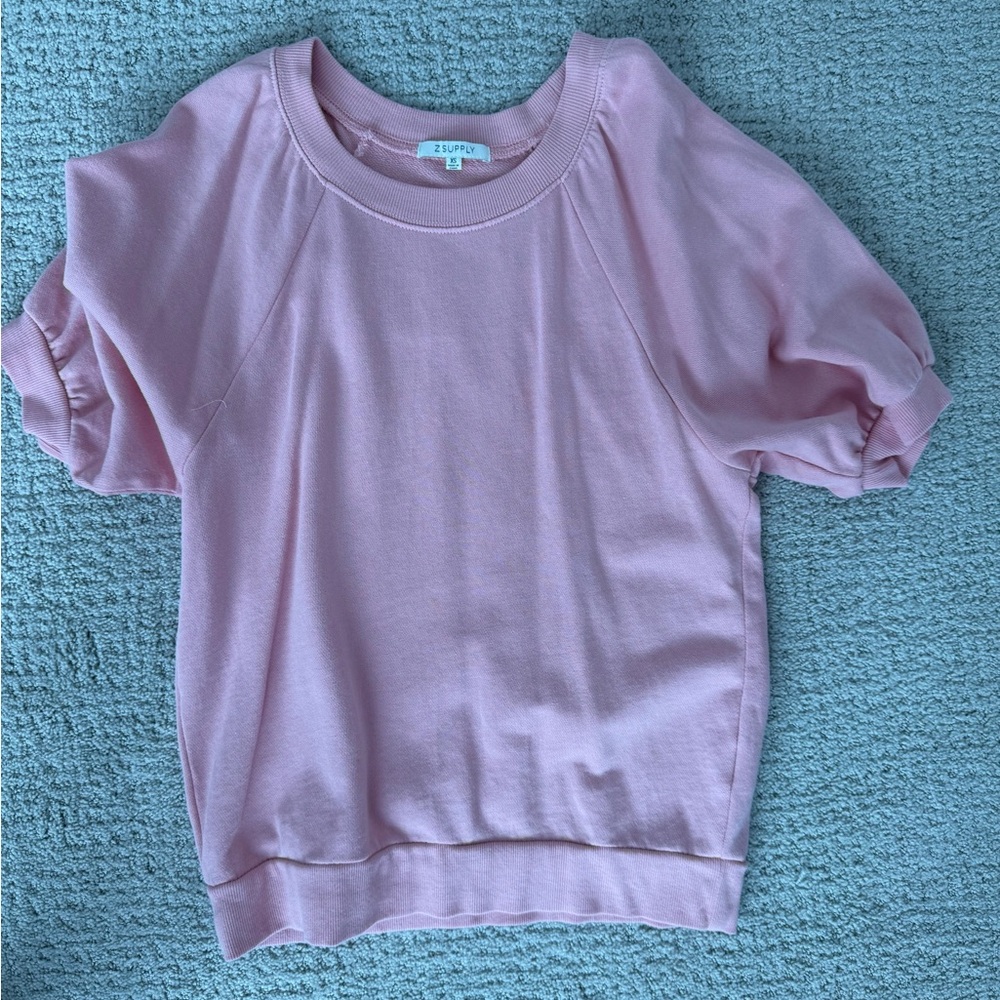 Z Supply Girls' Light Pink Puff Sleeve Sweatshirt